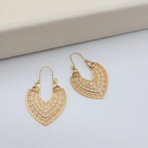 Gold Color Boho Retro Heart Statement Earrings